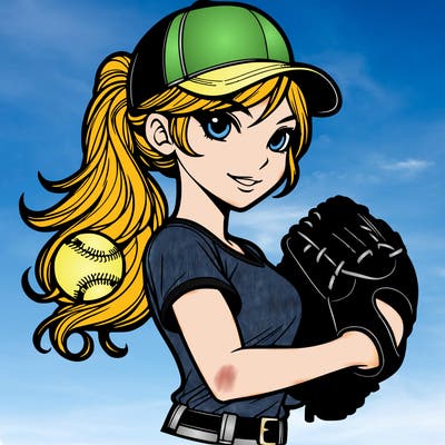 softball girl realistic pitcher