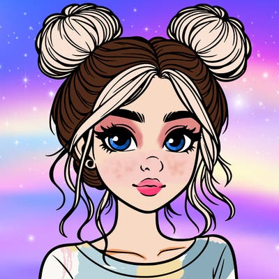 realistic girl with top buns