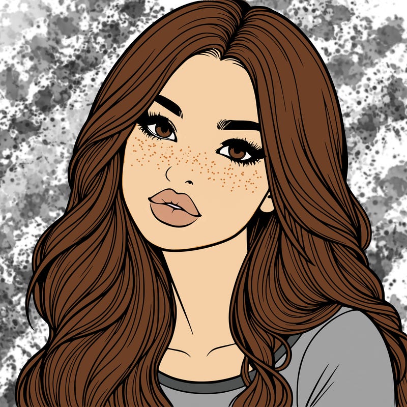 realistic girl with hair on her hair and lips