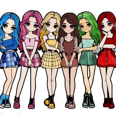 a group of girls realistic