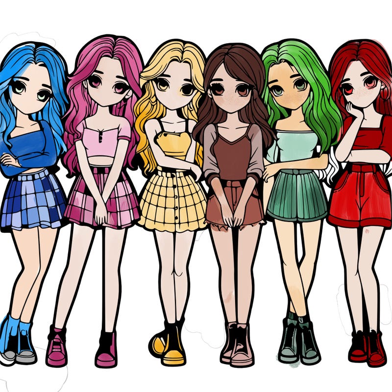 a group of girls realistic