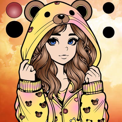 realistic girl in a animal pjs hoodie