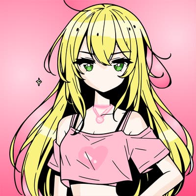 a cool anime girl with a crop top with long hair