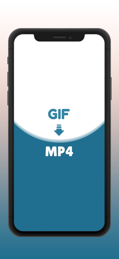 GIF to Mp4 - Tela de introdução de um aplicativo móvel mostrando a conversão de arquivos GIF para o formato de vídeo MP4