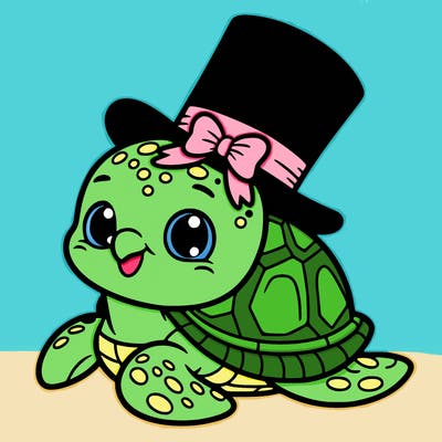 sea turtle with a top hat on