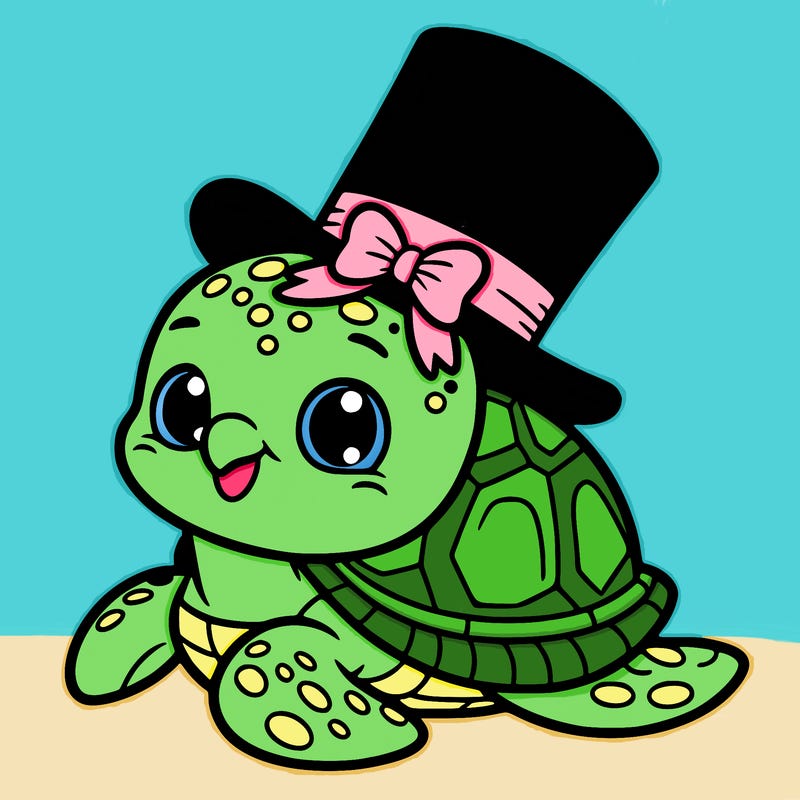 sea turtle with a top hat on