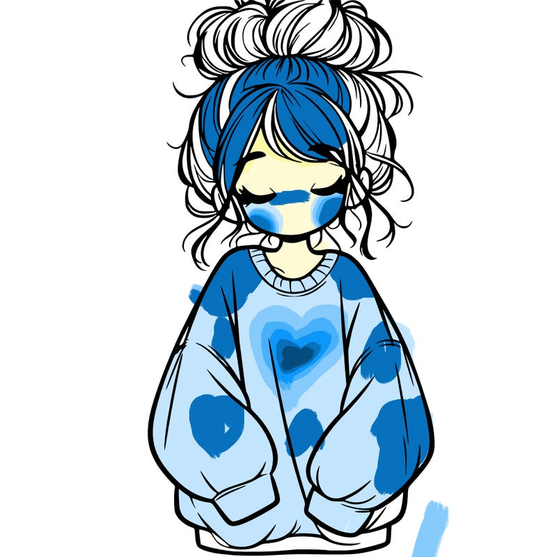 girl with baggy sweatshirt and messy bun