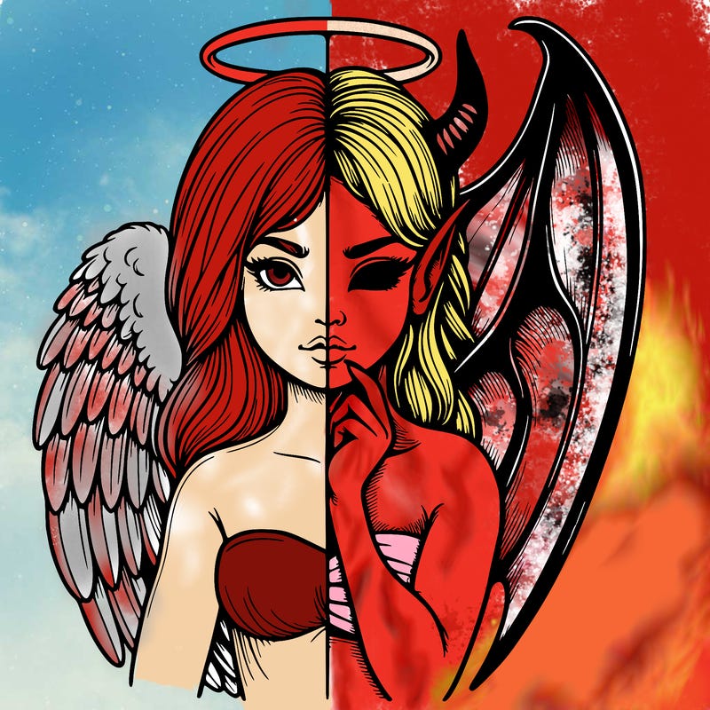 realistic angel half demon