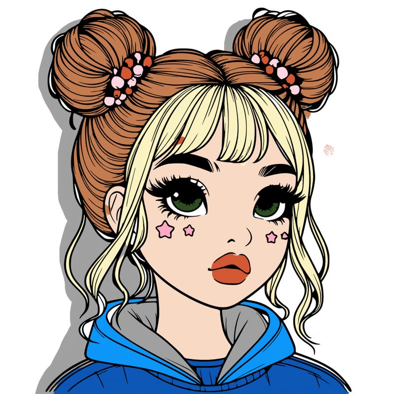 realistic girl with space buns