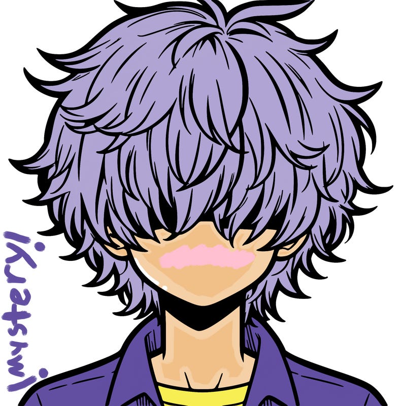 manga boy fluffy hair covering his eyes