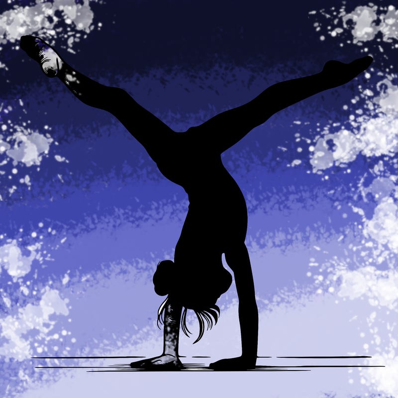 realistic gymnastic hand stand girl in four splits