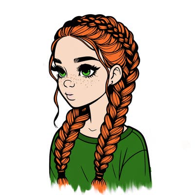 realistic girl with braids