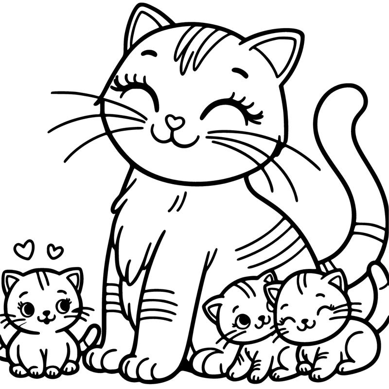 mommy cat with kittins