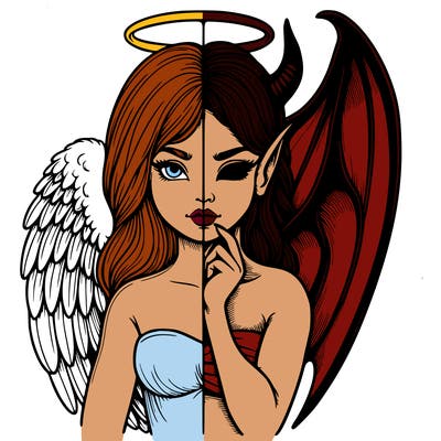 realistic angel half demon