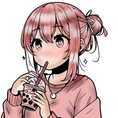 manga character drinking boba