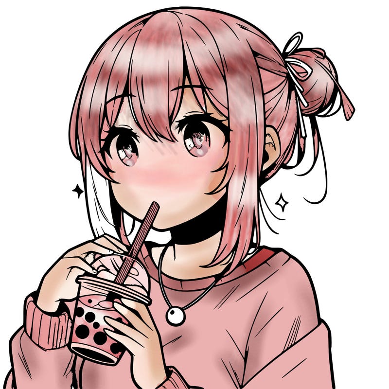 manga character drinking boba
