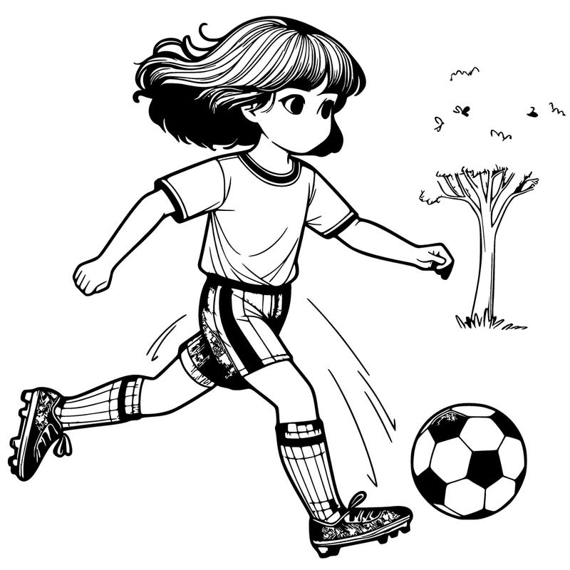 realistic girl playing soccer