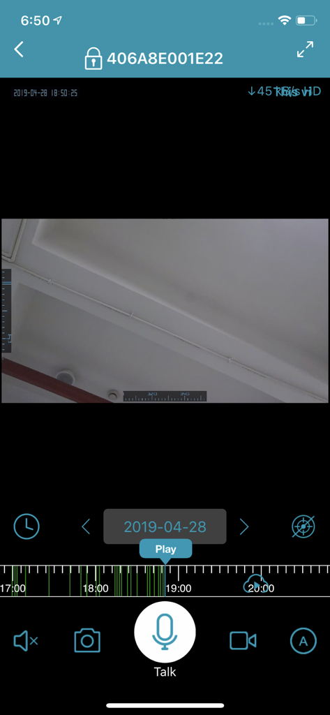 IPC360 mobile app interface with a live camera feed and home security controls