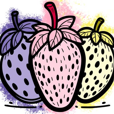 simple strawberry coloring page, easy, clean, plenty space
