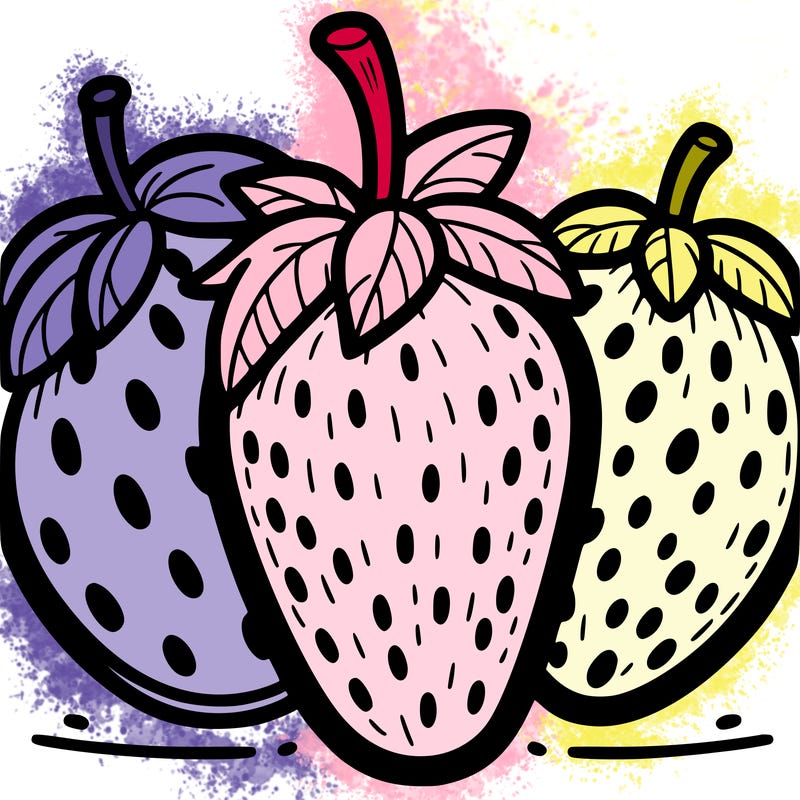 simple strawberry coloring page, easy, clean, plenty space
