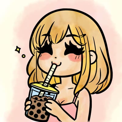 a girl drinking boba