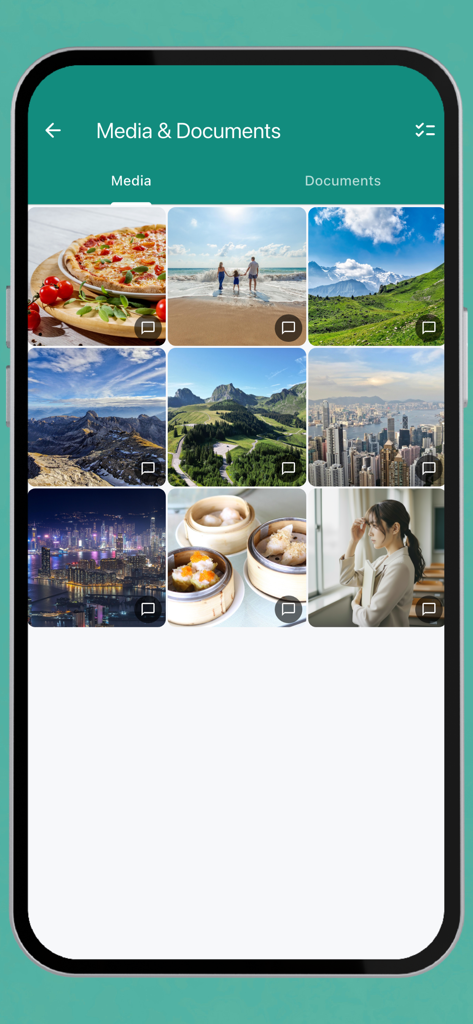 Medien-Galerieansicht im WA Chat Export Viewer mit einem Raster exportierter Fotos