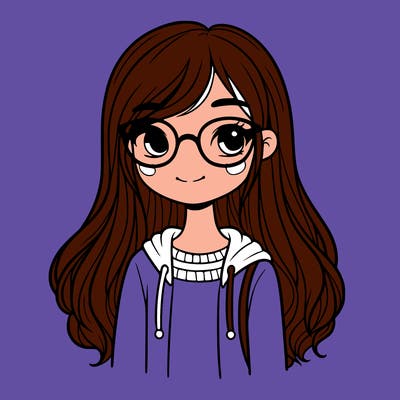 girl with long brown hair and glasses