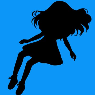 realistic girl floating