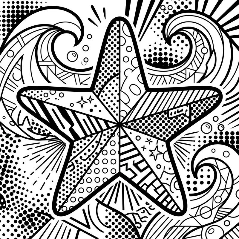 Unleash your inner artist with this vibrant Pop Art Coastal Starfish coloring page, a fusion of marine beauty and iconic graphic style. Explore bold outlines and dynamic patterns that promise a truly engaging coloring experience for all ages.