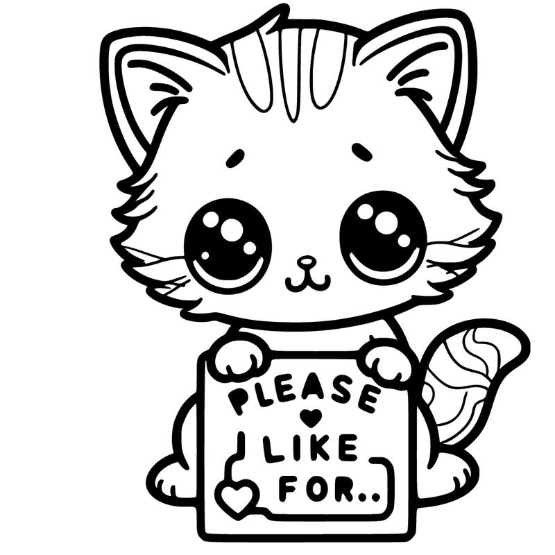 a cute baby tiny kitten holding a sign saying please like for me...