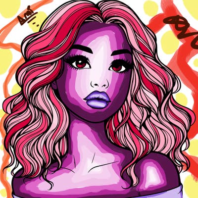 realistic girl with wavy hair and lips