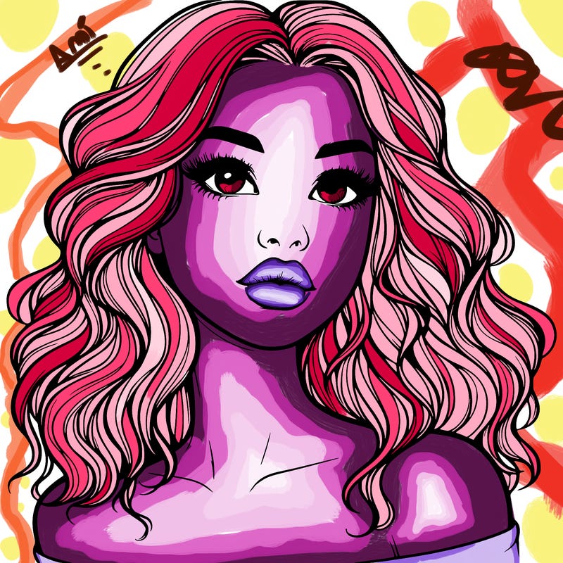 realistic girl with wavy hair and lips