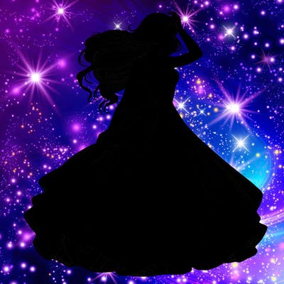 realistic woman with dress flowing in the wind