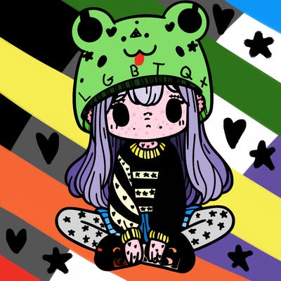 a girl wearing a frog hat and some frog socks