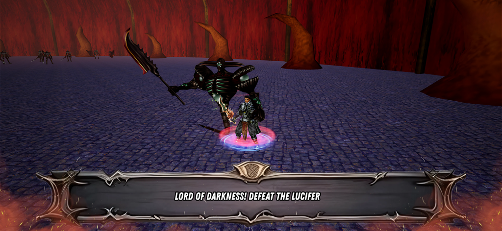 Mobile2 Online - A player character facing the Lord of Darkness Lucifer boss in the Mobile2 Online MMORPG