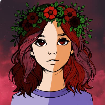realistic girl with flower crown