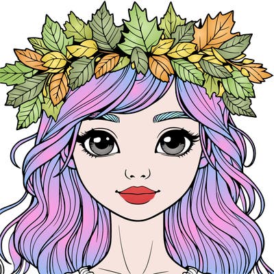 realistic girl with fall leaf crown