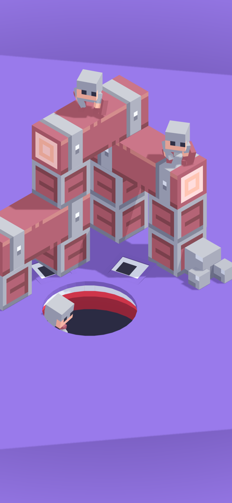 Gobble - Eat the World - Arcade puzzle gameplay showing a hole in the ground avoiding people while navigating wooden blocks