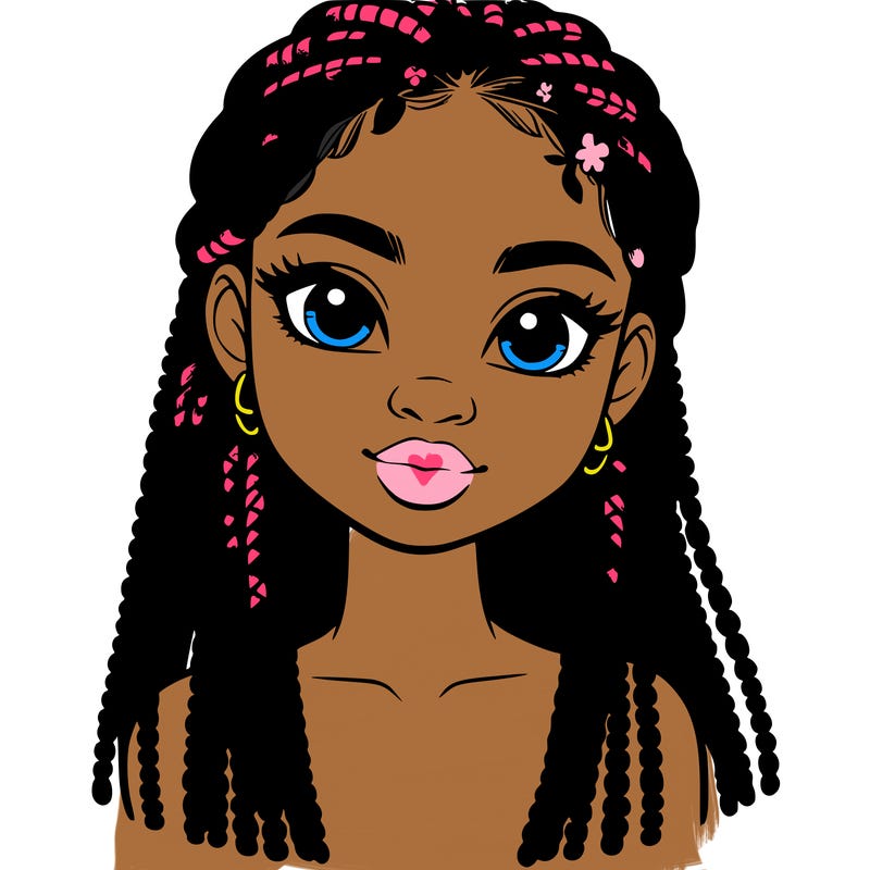 a realistic black girl with braids