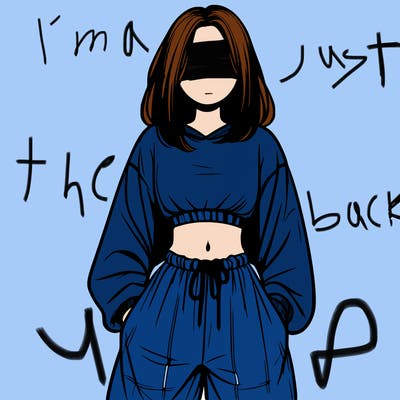 realistic girl faceless with baggy pants and a crop top