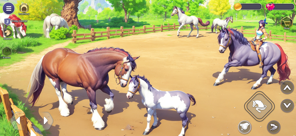 My Fantasy Girls Horse Care 3D - Simulação de rancho de cavalos 3D mostrando vários cavalos e uma cavaleira