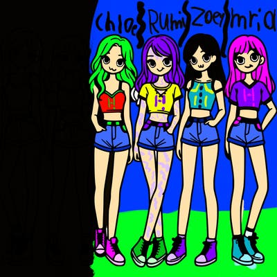 a group of girls wearing crop tops and shorts