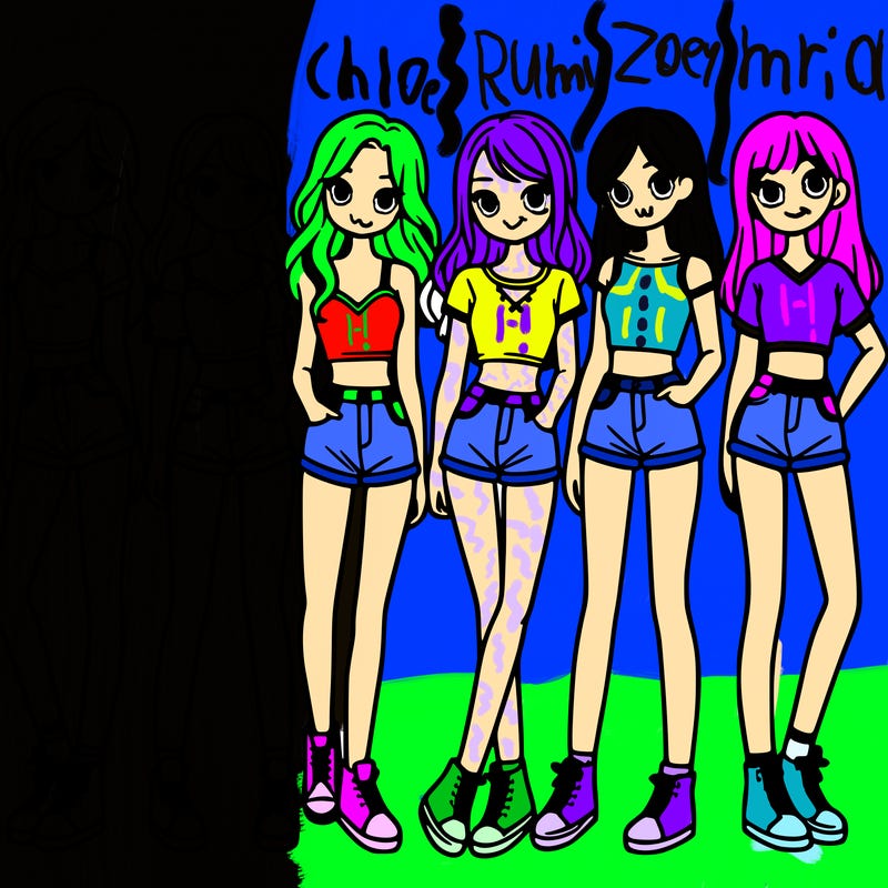 a group of girls wearing crop tops and shorts