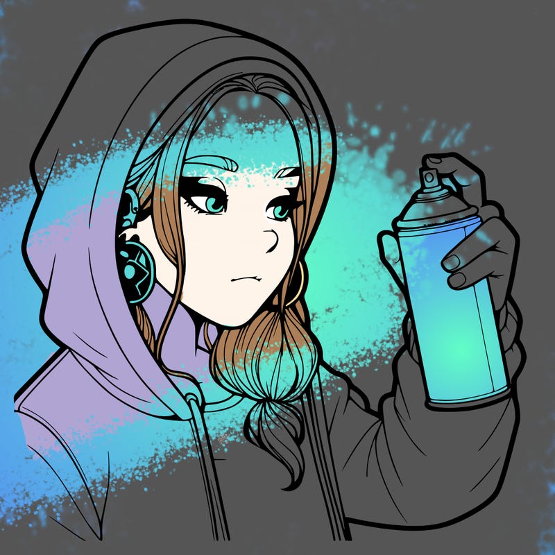a realistic girl, spray painting