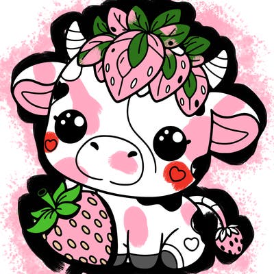 cute strawberry cow