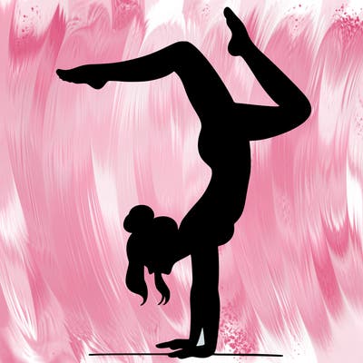 a woman doing a handstand