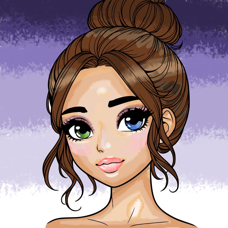 realistic pretty girl with hair in bun