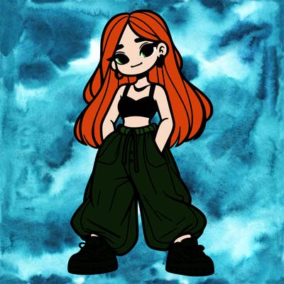 girl in crop top and baggy pants