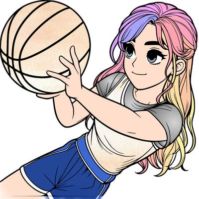 realistic girl playing basketball