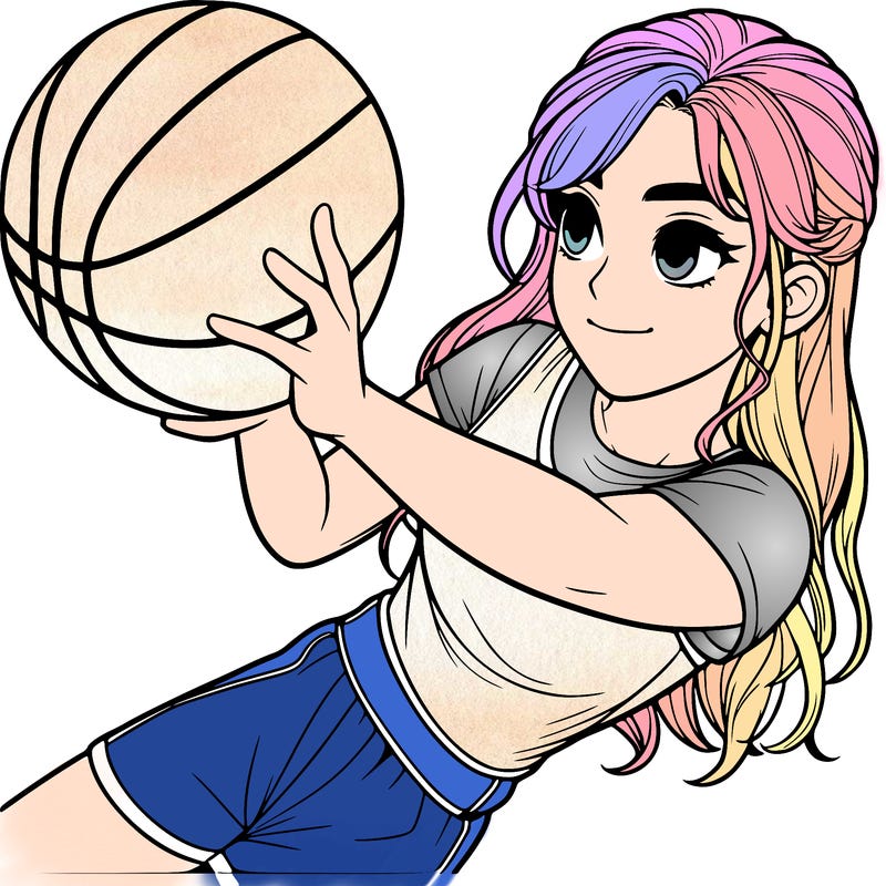 realistic girl playing basketball